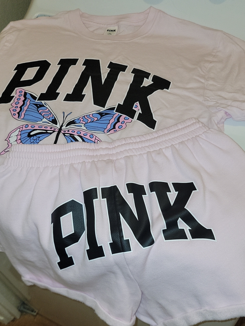 PINK Victoria's Secret Light Pink Butterfly Logo Set